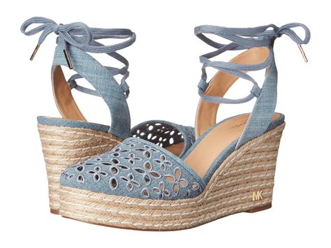 michael kors blue wedges|Michael Kors denim wedges.